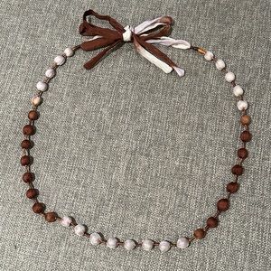 Anthropologie Brown and Cream Beaded Necklace